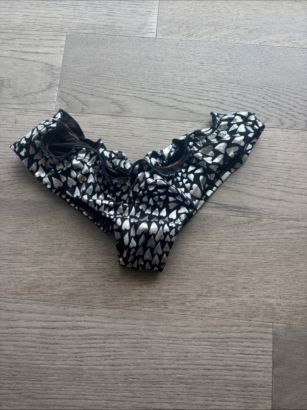 Victoria's Secret Black and Silver Heart Print Bikini Bottom